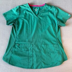 Med Couture Teal Green V-Neck‎ Scrub top size Large
